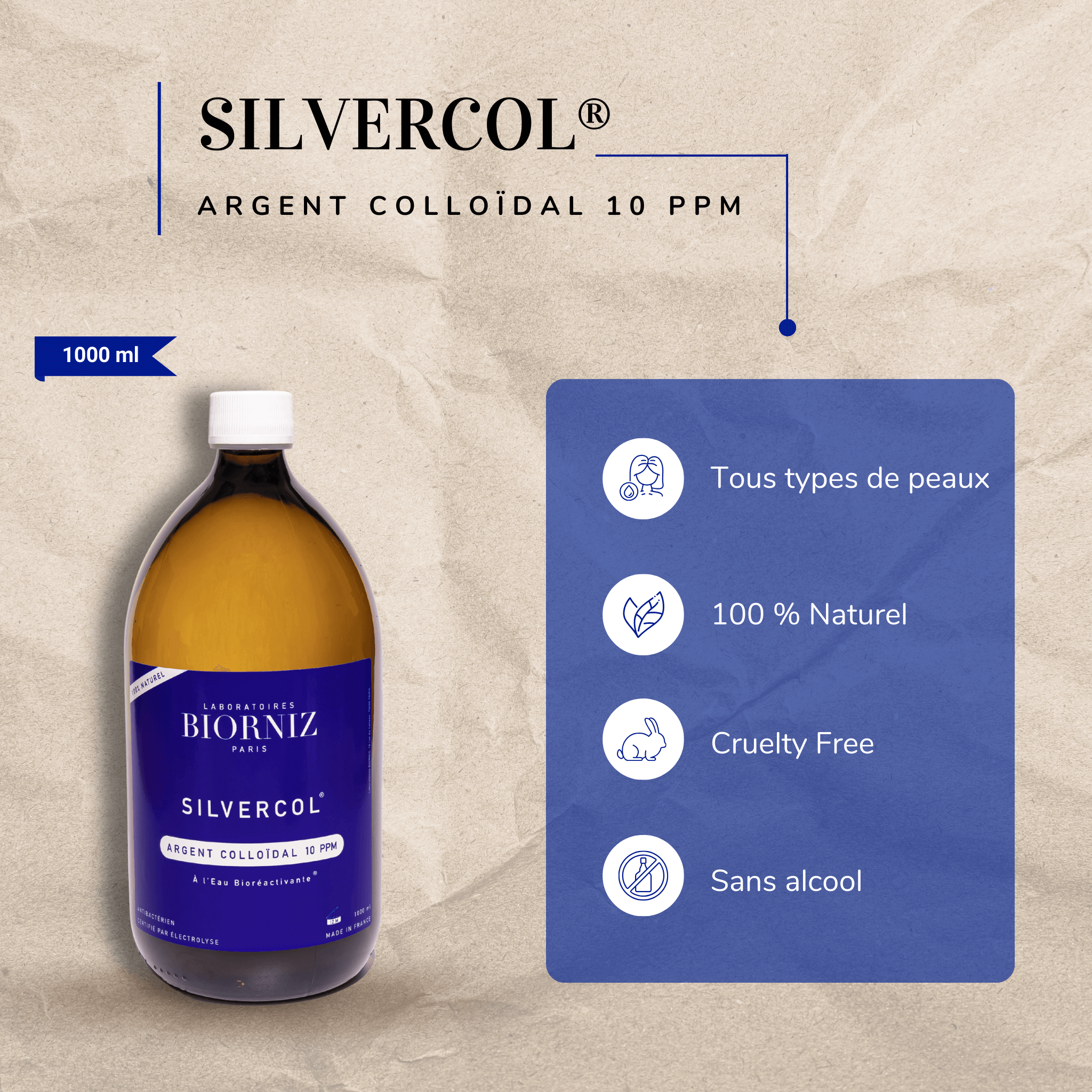 Flacon d'Argent Colloïdal 10 PPM en verre - Produit naturel et hautement assimilable