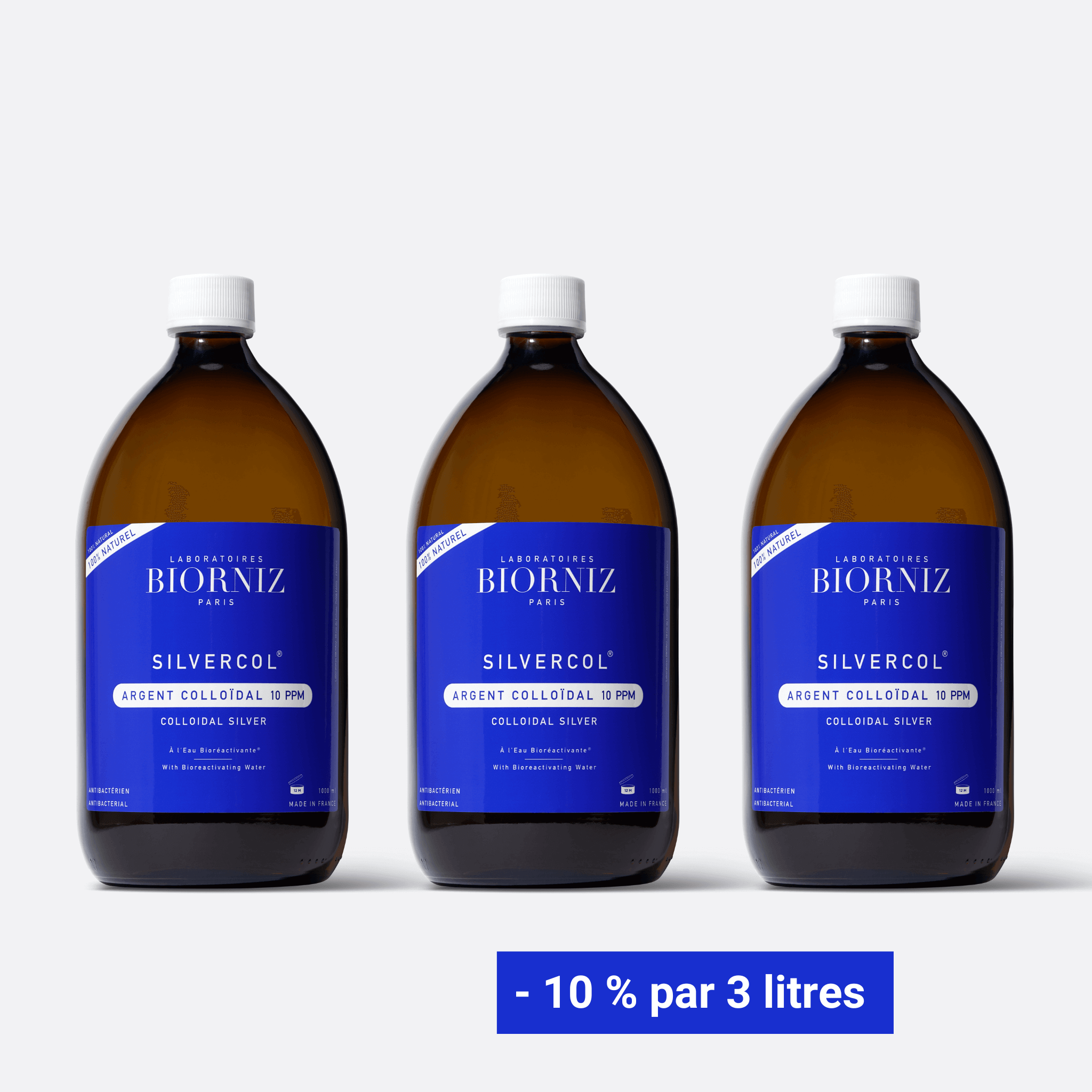 3 flacons d'argent colloïdal 10 ppm 1000 ml - Offre remisée 